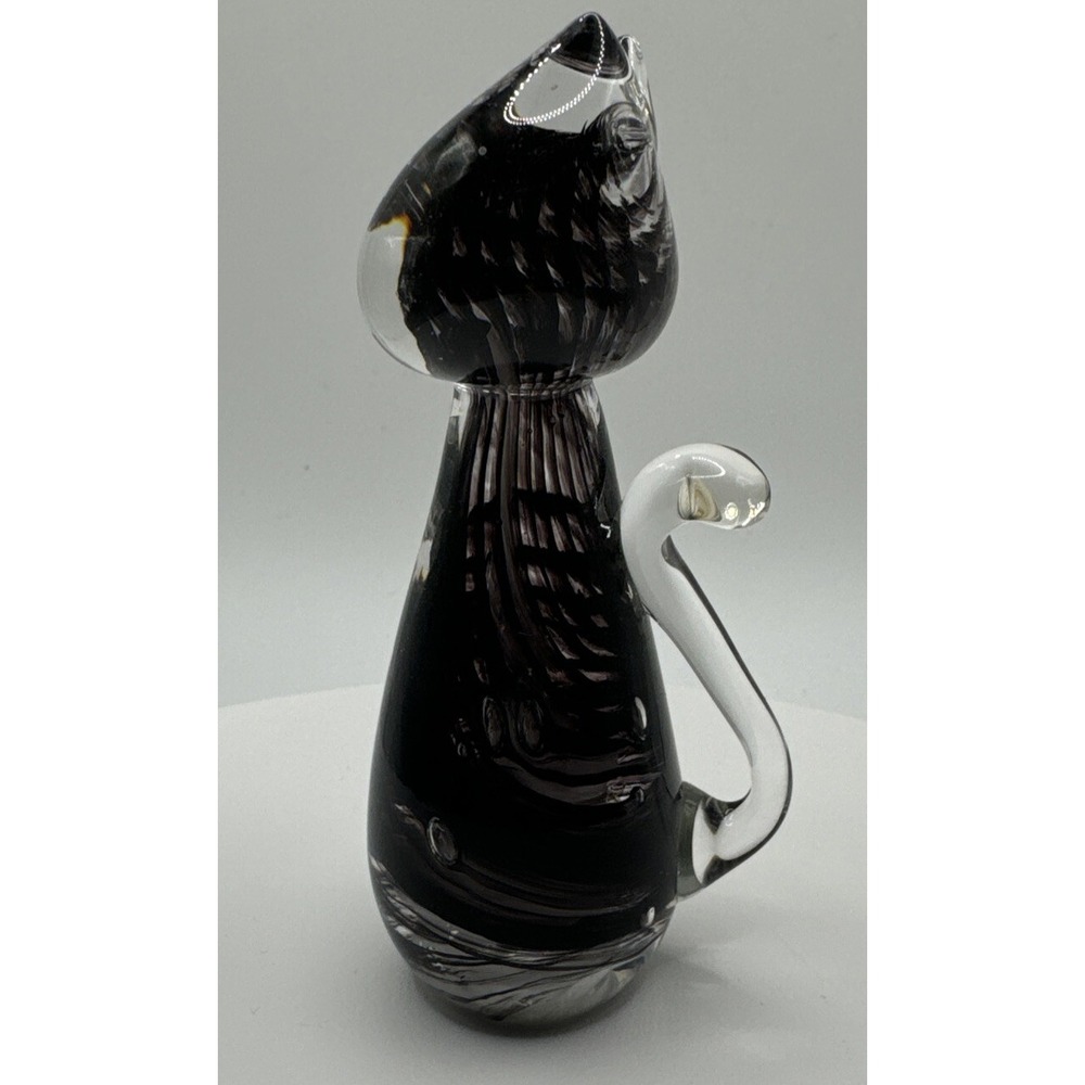 CATHERINE LABONTĖ Quebec‎ Art Glass Cartoon Cat 4." Tall. Purple. - Picture 13 of 16